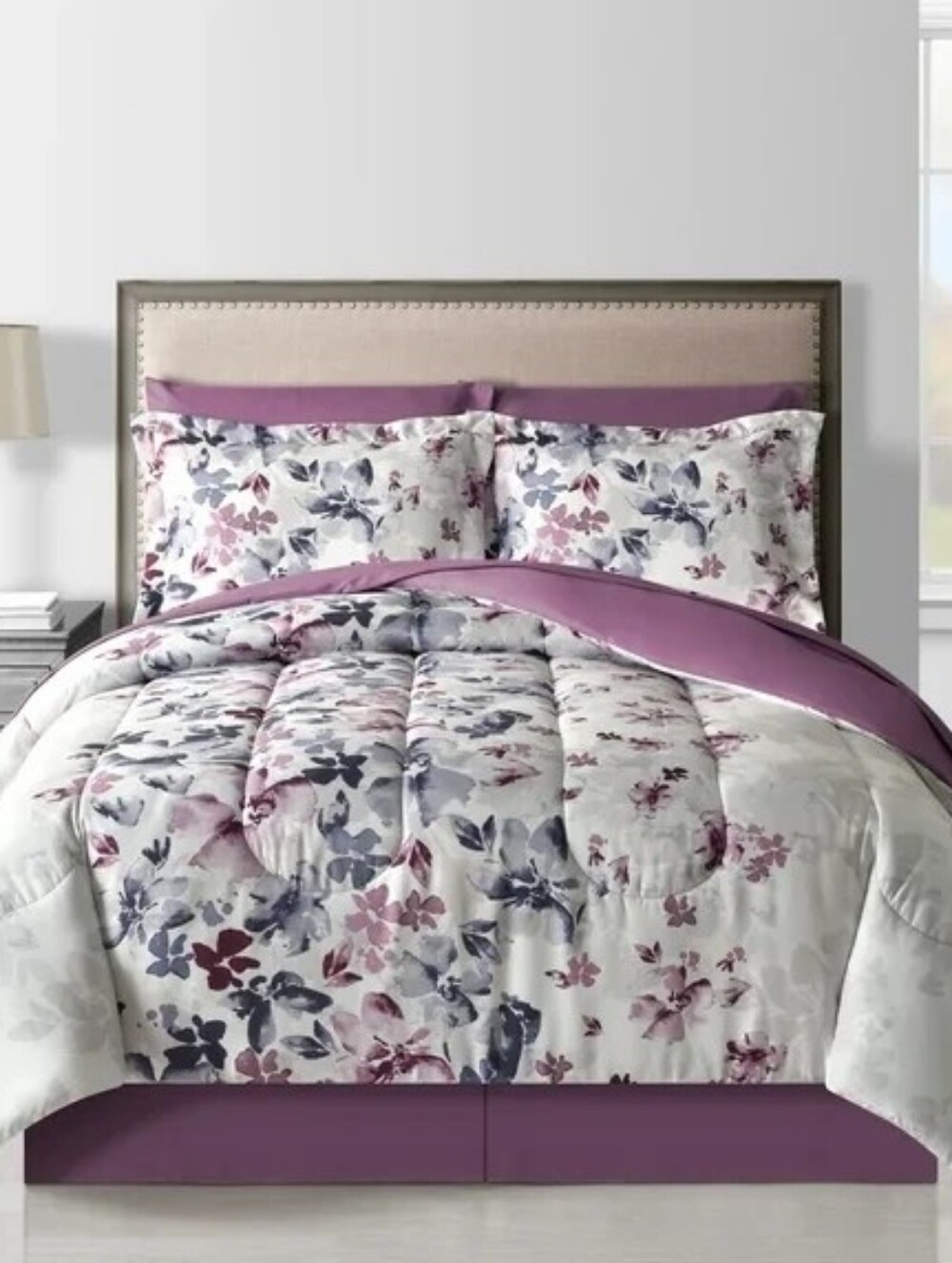 Fairfield Square Collection Monica 8pc Reversible  King Comforter Set Purple